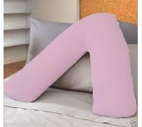 HASTEX Percale Quality Poly Cotton Orthopaedic V-Shaped Pillow Nursing Pregnancy Neck & Back Support Pillowcase(Pink-Set2)