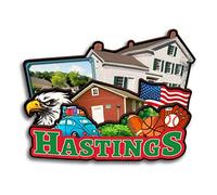 Hastings Michigan USA America Fridge Magnet Wooden Collection 3D Wood Handmade Travel City Souvenirs Refrigerator Magnet Home Decoration Gift -1163
