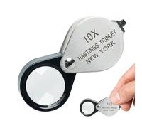 Hastings Triplet Loupe Jewelers Loupe 10x Magnification Jewelry Loop, Foldable Jewelry Magnifier 10x Loupe for Stamp & Coin Collectors, Hobbyists, Watches
