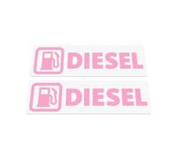 HastingsDesigner 2x Compatible with Diesel Fuel - Medium Size Reminder Vinyl Stickers, suitable for exterior of a Car, Van, Taxi, Caravan or any smooth surface (Soft Pink)