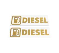 HastingsDesigner 2x Compatible with Diesel Fuel - Medium Size Reminder Vinyl Stickers, suitable for exterior of a Car, Van, Taxi, Caravan or any smooth surface (Gold)