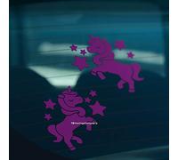 HastingsDesigner 2x CUTE UNICORNS WITH STARS Funny Novelty Car, Window, Bumper Vinyl Decal Stickers (Purple)