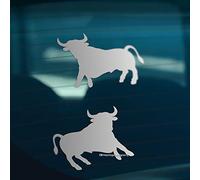 HastingsDesigner 2x EL TORO NEGRO Spanish Bull Car Van Window Laptop Vinyl Decal Stickers (Silver)