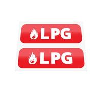 HastingsDesigner 2x LPG Gas Warning Stickers - Durable Weatherproof Laminated Vinyl Decal Labels suitable for exterior of a Car, Van, Caravan, Motorhome, Boat or any smooth surface