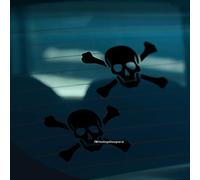 HastingsDesigner 2x PIRATE SKULL & CROSSBONES Jolly Roger Car Van Window Bumper Vinyl Decal Stickers (Black)