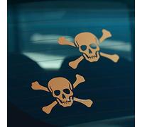HastingsDesigner 2x PIRATE SKULL & CROSSBONES Jolly Roger Car Van Window Bumper Vinyl Decal Stickers (Gold)