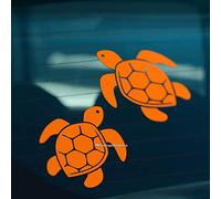 HastingsDesigner 2x SEA TURTLES Surfing Camper, Car, Caravan, Bumper, Window Vinyl Decal Stickers (Orange)
