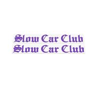 HastingsDesigner 2x Slow Car Club stickers - Lowered Modified Style, Funny Car/Van Vinyl Decals suitable for Window, Bumper or any smooth surface (Purple)