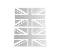 HastingsDesigner 2x Union Jack stickers - single colour version of UK British flag, racing style, Car/Van/Laptop Vinyl Decals suitable for Wall, Window, Bumper or any smooth surface (Silver)