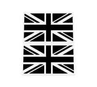 HastingsDesigner 2x Union Jack stickers - single colour version of UK British flag, racing style, Car/Van/Laptop Vinyl Decals suitable for Wall, Window, Bumper or any smooth surface (Black)