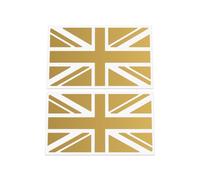 HastingsDesigner 2x Union Jack stickers - single colour version of UK British flag, racing style, Car/Van/Laptop Vinyl Decals suitable for Wall, Window, Bumper or any smooth surface (Gold)
