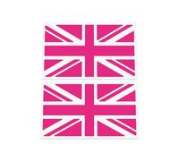 HastingsDesigner 2x Union Jack stickers - single colour version of UK British flag, racing style, Car/Van/Laptop Vinyl Decals suitable for Wall, Window, Bumper or any smooth surface (Pink)