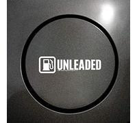 HastingsDesigner 2x UNLEADED FUEL Medium Size Reminder Car, Van, Taxi, Coach Vinyl Stickers (White)