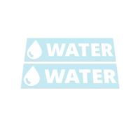 HastingsDesigner 2x Water Stickers - Medium Size Durable Single Colour Vinyl Decals, suitable for exterior of a Car, Van, Motorhome, Caravan, Boat or any smooth surface (White)