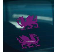 HastingsDesigner 2x WELSH DRAGON CYMRU Car,Window,Bumper or Laptop Vinyl Decal Stickers (Purple)