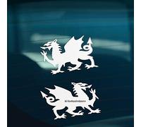 HastingsDesigner 2x WELSH DRAGON CYMRU Car,Window,Bumper or Laptop Vinyl Decal Stickers (White)