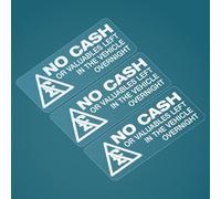 HastingsDesigner 3x NO CASH OR VALUABLES LEFT IN VEHICLE OVERNIGHT Security Car Van Window Decal Stickers