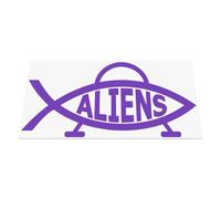 HastingsDesigner Aliens Spaceship - Flying Saucer, Funny Alien Fish Parody Novelty Car/Van/Laptop Vinyl Decal Sticker suitable for Wall, Window, Bumper or any smooth surface (Purple)