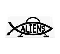 HastingsDesigner Aliens Spaceship - Flying Saucer, Funny Alien Fish Parody Novelty Car/Van/Laptop Vinyl Decal Sticker suitable for Wall, Window, Bumper or any smooth surface (Black)
