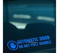 HastingsDesigner AUTOMATIC DOOR DO NOT PULL HANDLE Caution Car, Taxi, Coach Vinyl Decal Sticker (Blue)
