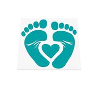 HastingsDesigner BABY FEET HEART Footprint Cute Car Bumper Window Vinyl Decal Sticker (Turquoise)