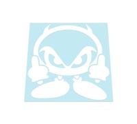 HastingsDesigner Devil Man - Middle Finger Angry Cartoon, Funny Car/Van Vinyl Decal Sticker suitable for Window, Bumper or any smooth surface (White)