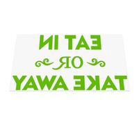 HastingsDesigner EAT IN OR TAKE AWAY Cafe, Restaurant, Bar, Coffee Shop Window Vinyl Decal Sticker (Green)
