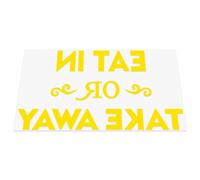 HastingsDesigner EAT IN OR TAKE AWAY Cafe, Restaurant, Bar, Coffee Shop Window Vinyl Decal Sticker (Yellow)