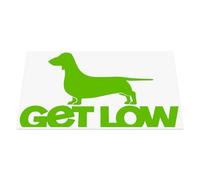 HastingsDesigner Get Low - Dachshund Dog for Lowered Slammed Car/Van, Vinyl Decal Sticker suitable for Window, Bumper or any smooth surface (Green)