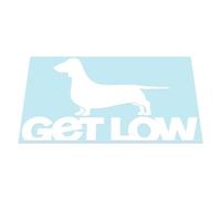 HastingsDesigner Get Low - Dachshund Dog for Lowered Slammed Car/Van, Vinyl Decal Sticker suitable for Window, Bumper or any smooth surface (White)