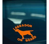 HastingsDesigner LABRADOR ON BOARD Retriever Dog Car,Van,Window,Bumper Vinyl Decal Sticker (Orange)