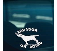 HastingsDesigner LABRADOR ON BOARD Retriever Dog Car,Van,Window,Bumper Vinyl Decal Sticker (White)