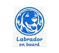 HastingsDesigner LABRADOR ON BOARD S2 Retriever Dog Car Van Window Bumper Vinyl Decal Sticker (Blue)