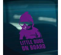HastingsDesigner LITTLE DUDE ON BOARD Child Baby Funny Car Bumper Window Vinyl Decal Sticker (Purple)
