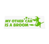HastingsDesigner MY OTHER CAR IS A BROOM Funny Witch Car, Window, Bumper Vinyl Decal Sticker (Green)