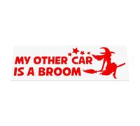 HastingsDesigner MY OTHER CAR IS A BROOM Funny Witch Car, Window, Bumper Vinyl Decal Sticker (Red)