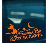 HastingsDesigner POWERED BY WITCHCRAFT Funny Novelty Car, Window, Bumper Witch Vinyl Decal Sticker (Orange)