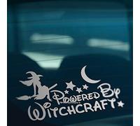 HastingsDesigner POWERED BY WITCHCRAFT Funny Novelty Car, Window, Bumper Witch Vinyl Decal Sticker (Silver)