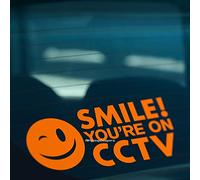 HastingsDesigner SMILE YOU ARE ON CCTV Camera Car Van Window or Shop Security Vinyl Decal Sticker (Orange)