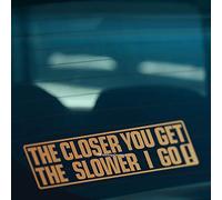 HastingsDesigner THE CLOSER YOU GET SLOWER I GO Tailgater Warning Car, Van, Window Vinyl Decal Sticker (Gold)