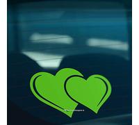 HastingsDesigner TWO HEARTS Love Cute Car Window Bumper Laptop or ipad Vinyl Decal Sticker (Green)