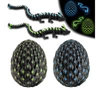 HASTRIDE 3D Printed Dragon Eggs, 2PCS Mystery Dragon Egg Glow in The Dark Articulated Animals Fidget Toy Cool Crystal Luminous 3D Print Toys for Kids 3+ Eggs for Boys Girls Gift Home Decor