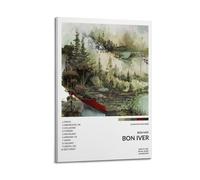 HASUEQWERURU Bon Iver, Bon Iver Posters Aesthetic Wall Art Decor Vintage Canvas Decorative Painting Poster Living Room Bed Room Derector 16x24inch(40x60cm) Frame-style