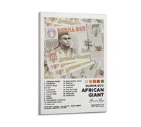 HASUEQWERURU Burna Boy Album African Giant Posters Aesthetic Wall Art Decor Vintage Canvas Decorative Painting Poster Living Room Bed Room Derector 16x24inch(40x60cm) Frame-style