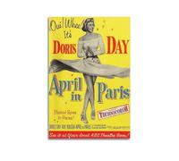 HASUEQWERURU Doris Day April in Paris 1952 Posters Aesthetic Wall Art Decor Vintage Canvas Decorative Painting Poster Living Room Bed Room Derector 24x36inch(60x90cm) Unframe-style