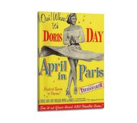 HASUEQWERURU Doris Day April in Paris 1952 Posters Aesthetic Wall Art Decor Vintage Canvas Decorative Painting Poster Living Room Bed Room Derector 16x24inch(40x60cm) Frame-style