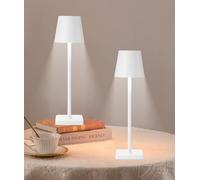 HASUN 2Pack Cordless Table Lamp, LED Rechargeable Desk Lamp, 5200mAh Battery Table Light, Aluminum Shell, 3 Color Stepless Dimming for Outdoor/Patio/Camping White