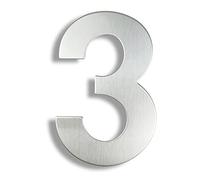 HASWARE 304 Stainless Steel Modern House Number 6 Inch/15cm Stylish Door Alphabet Plaque for Street Home Decor (3, 6 Inch Silver)