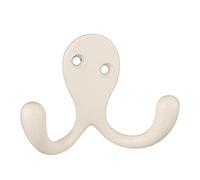 HASWARE 6 PCS Double Prong Robe Hook, Dual Coat Hooks with 12 Pieces Screws Wall Mounted Hooks Robe Hooks Hangers Heavy Duty for Hanging Hat Tie Clothes Coats Towel Keys for Bedroom Bathroom (White)