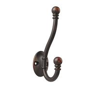 HASWARE 6 PCS Double Prong Robe Hook, Large Dual Coat Hooks with 12 Pieces Screws Wall Mounted Robe Antique Hooks Hangers Heavy Duty for Home Coats Hat Clothes Hanger Towel Keys (Oil-Rubbed Bronze)